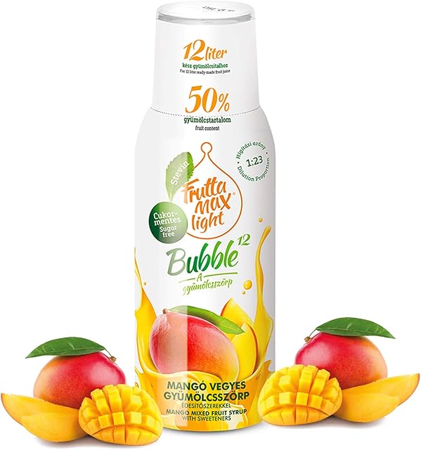 Light - Low Carb - Fitness Syrup by FruttaMax | Zero Sugar | with Stevia | 50% Fruit Content 500ml (Mango Light)