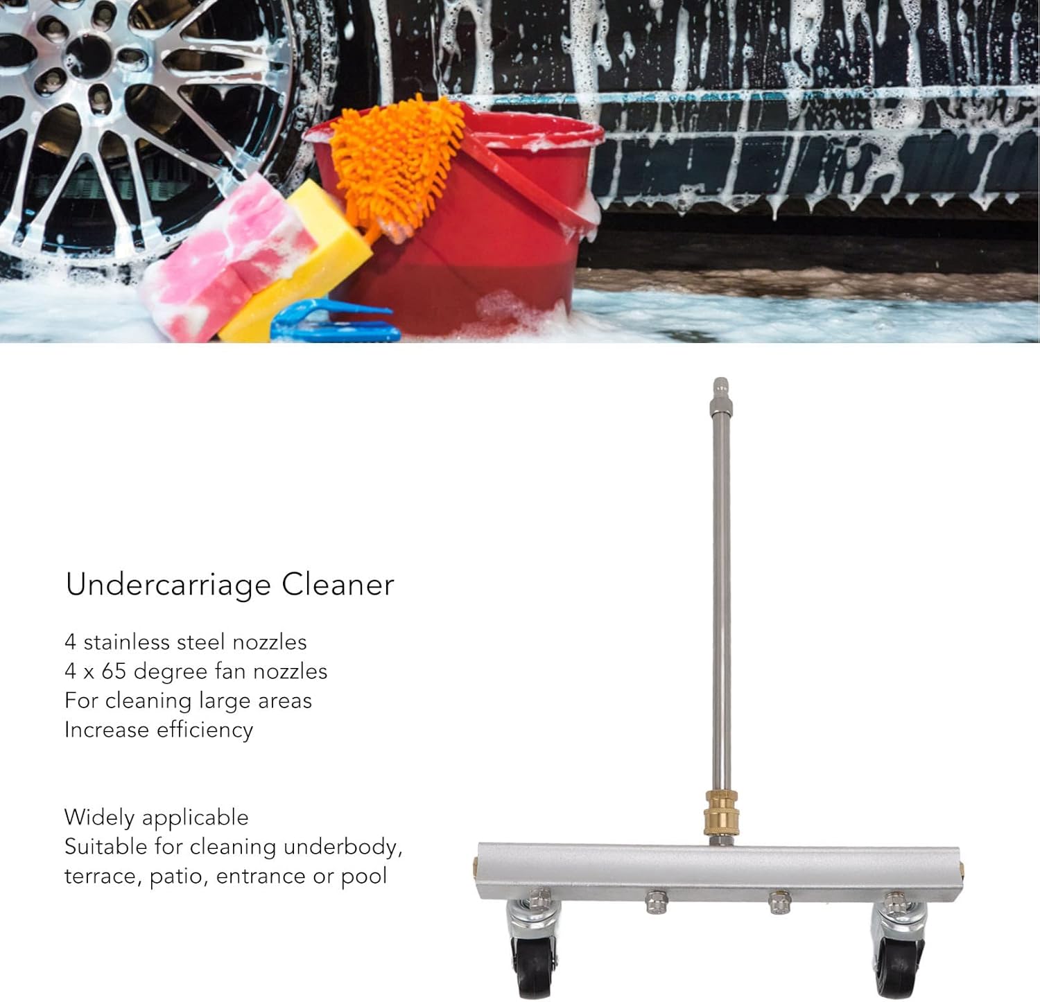4-Nozzle Under Car Water Broom - Professional Undercarriage Cleaner for Washing Automobile Chassis