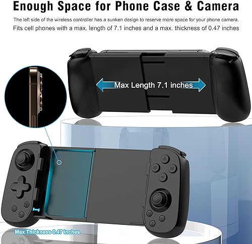 Miniatura 3 de Joso Phone Controller for iPhoneAndroidPC, D6 Wireless Game Controller for SwitchPS3PS4 with Hall JoystickTurbo6-Axis GyroDual Motor, iOS Android