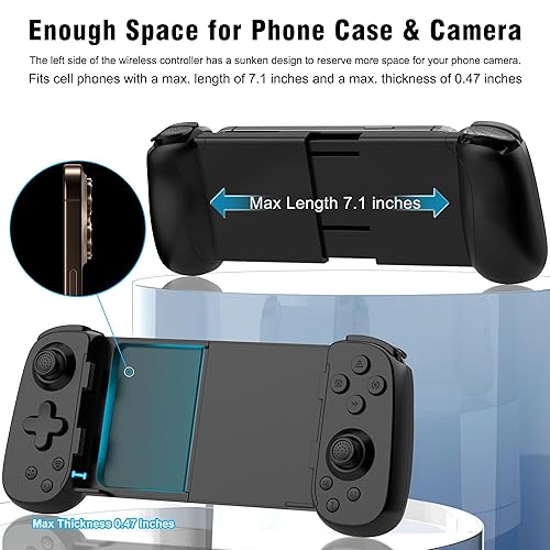 Miniatura 3 de Wireless Phone Controller for iPhone/Android, Mobile Game Controller with Hall Joystick Suitable for Xbox Cloud Gaming, PS Remote Play, Steam Link
