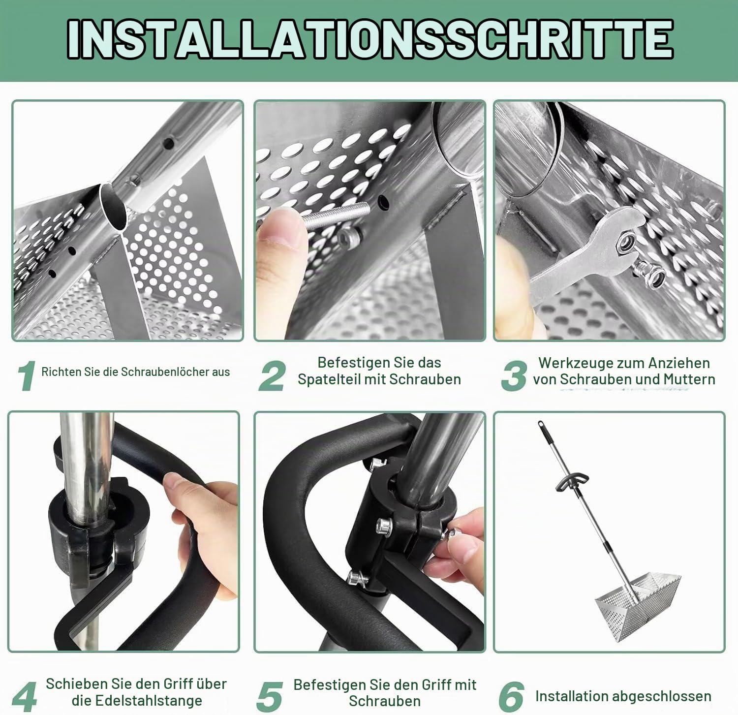 Edelstahl Strand Sandsieb, Strandrechen, Sandflohharke, Mit 15,8 Zoll Haifischzahn, Breiter Korb, 133cm Einstellbar Sandschaufel Dreiteiliger Griff, Faltbare Sandflohfalle Für Den Strand(Silver)