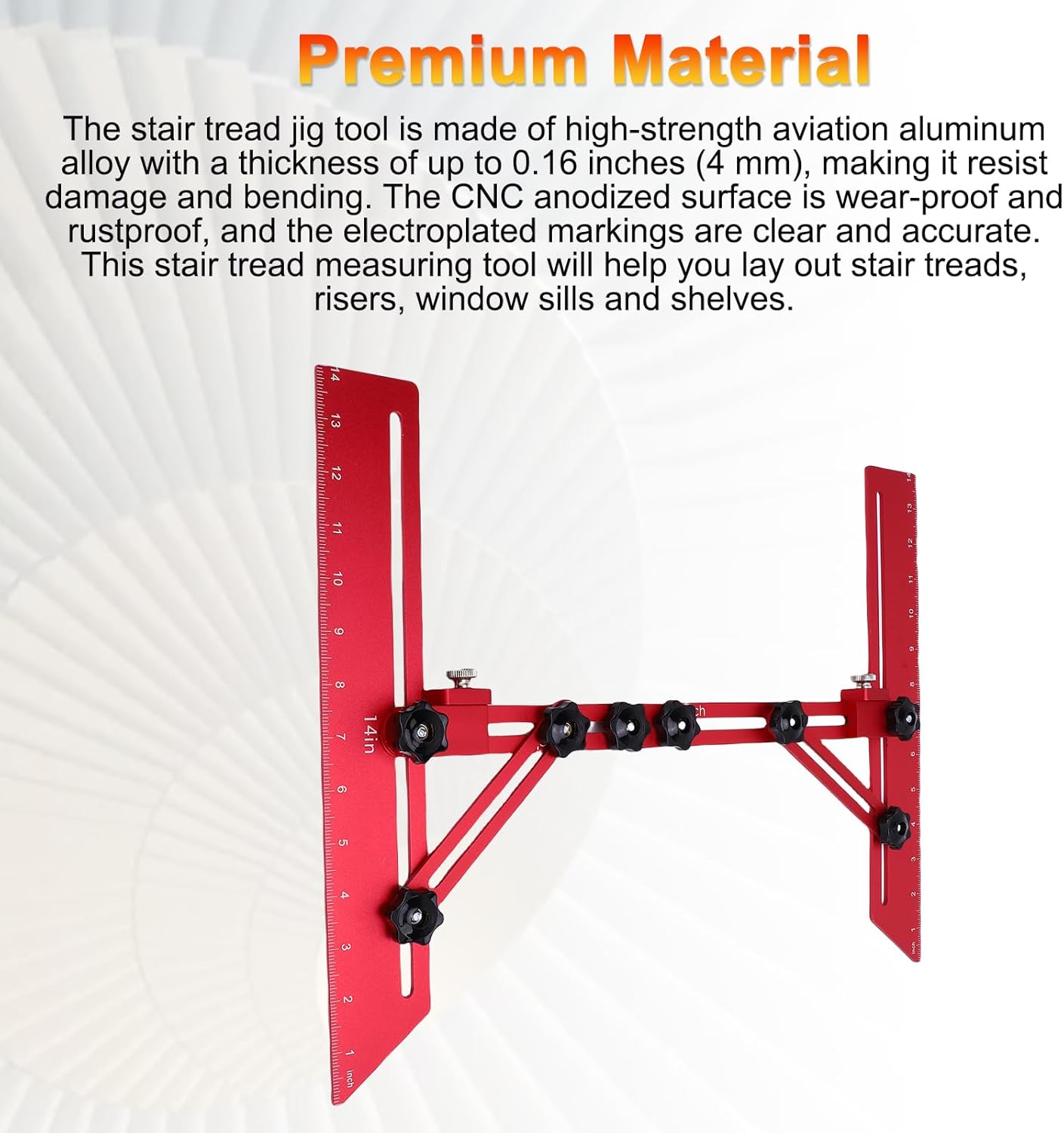 Stair Tread Template Tool, Weytoll Aluminum Alloy Stair Measuring Tool for Home Renovation and Professional Projects