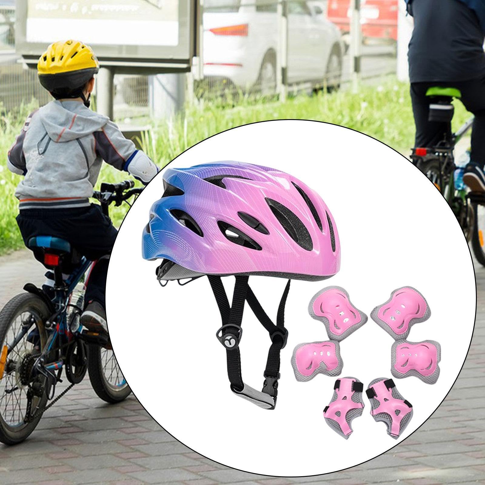 Gralara Set di Caschi da Bici per Bambini con Ginocchiere, Casco Leggero E Regolabile per Pattinaggio a Rotelle, per Skateboard, Pattini a Rotelle All'ape