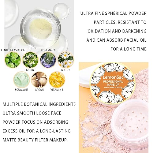 Miniatura 4 de 2 polvos faciales sueltos, control de aceite que minimiza los poros y las líneas finas, maquillaje en polvo suelto para hornear, control de aceite,