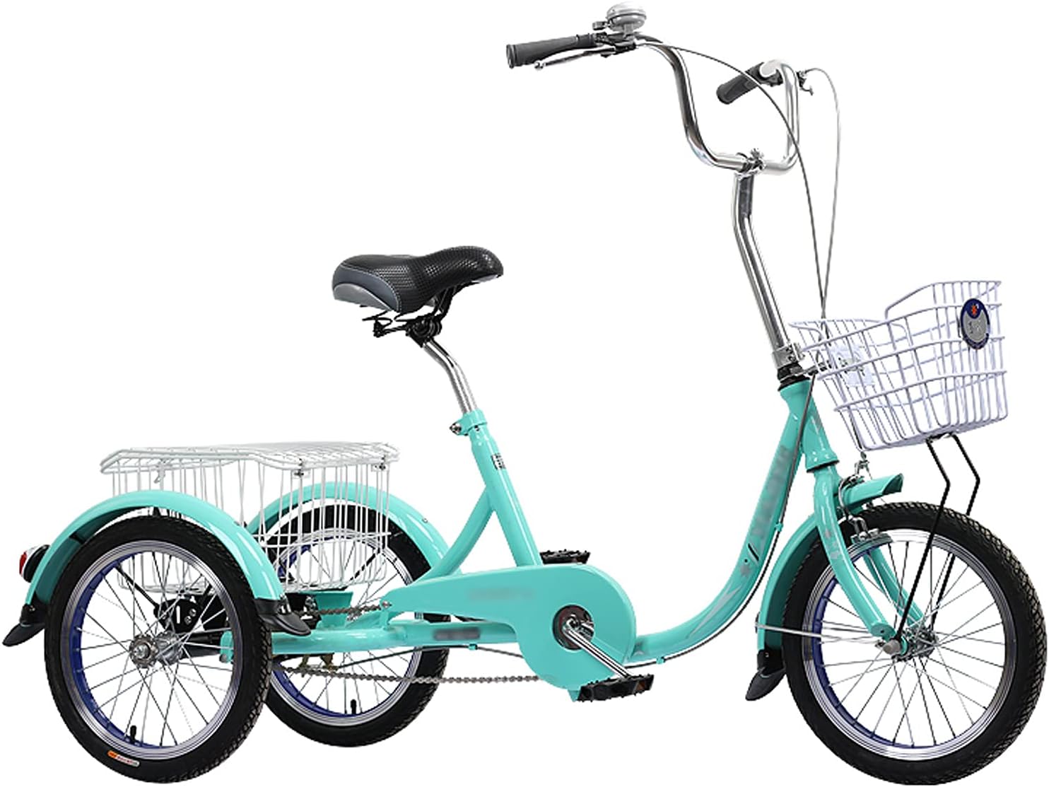 Adult Tricycle Bike, 16inch Adult Tricycle High Carbon Steel Frame Three Wheel Cruiser Bike Large Capacity Storage Basket Comfort Bicycles Bike for Recreation Shopping Pedal Cycling