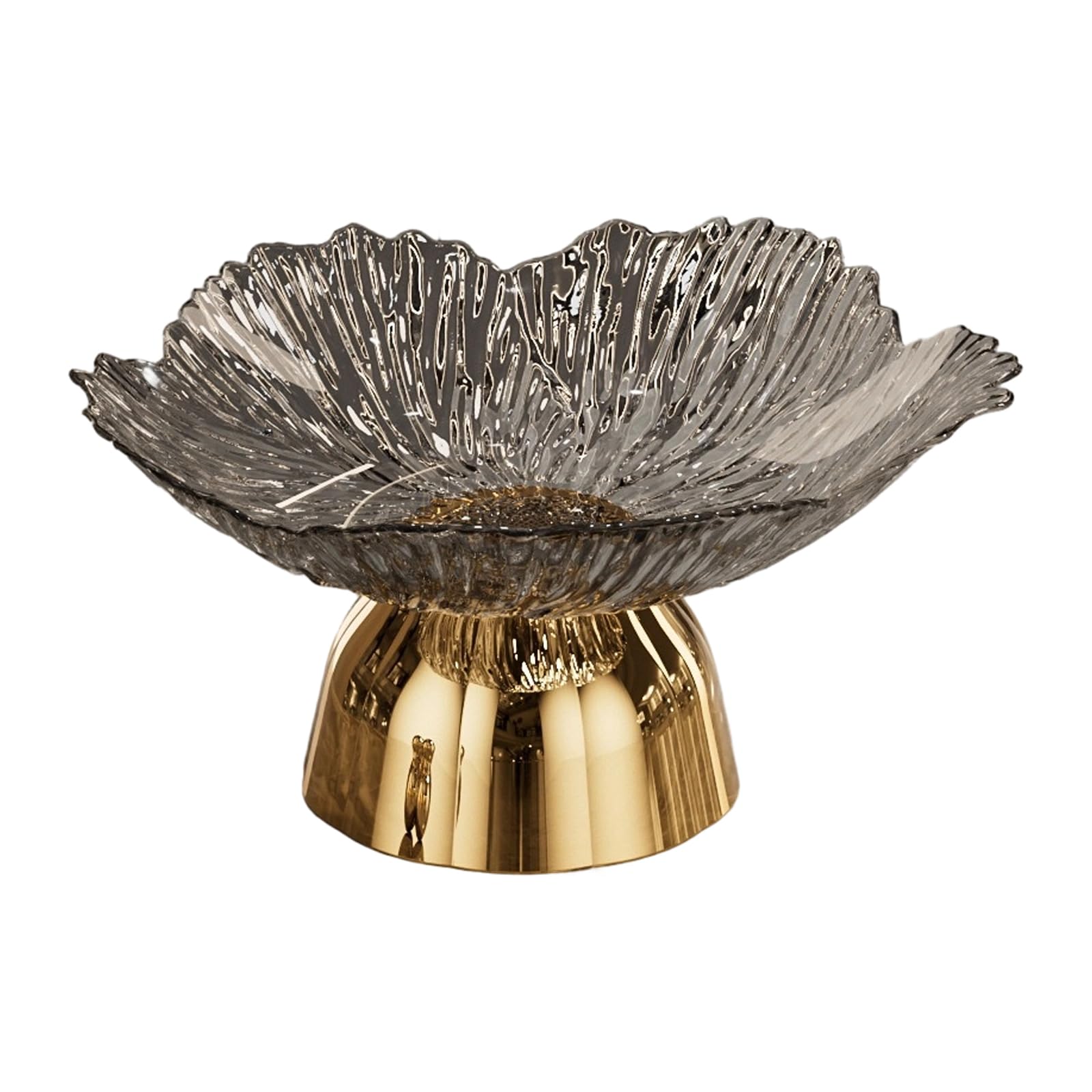 PANGBOER High Foot Fruit Tray Petal Shape Dessert Bowl with Anti Slip Texture and Wooden Texture Base High Foot Fruit Tray