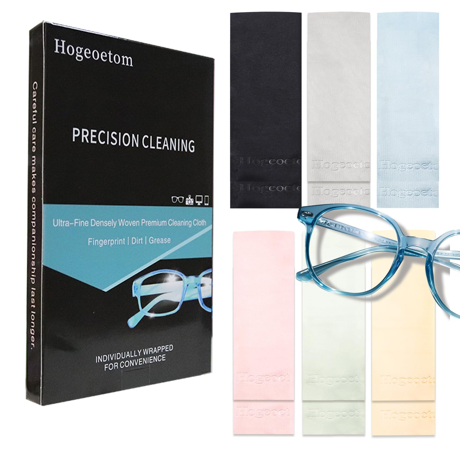 Hogeoetom Microfiber Cleaning Cloths?Superior Glasses Cloth, Camera Lens Cleaning Cloths, Laptop, Phone, Tablet,Screens & More,Color-Code (Pack of 12)
