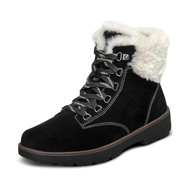 Orthofeet Womens Orthopedic Leather Stella Lace-Up Boots