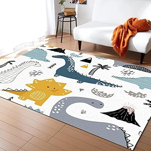 Lindas alfombras abstractas de dinosaurios para sala de estar, alfombra lavable a máquina, fácil de limpiar, antideslizante, antidesprendimiento,