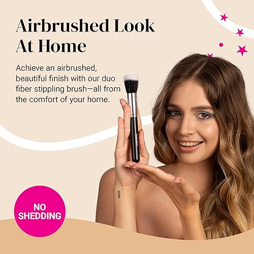 Miniatura 2 de Cepillo de punteado de fibra Duo de Keshima - Cepillo de punteado premium, mejor cepillo de base líquida, cepillo de mezcla, cepillo facial