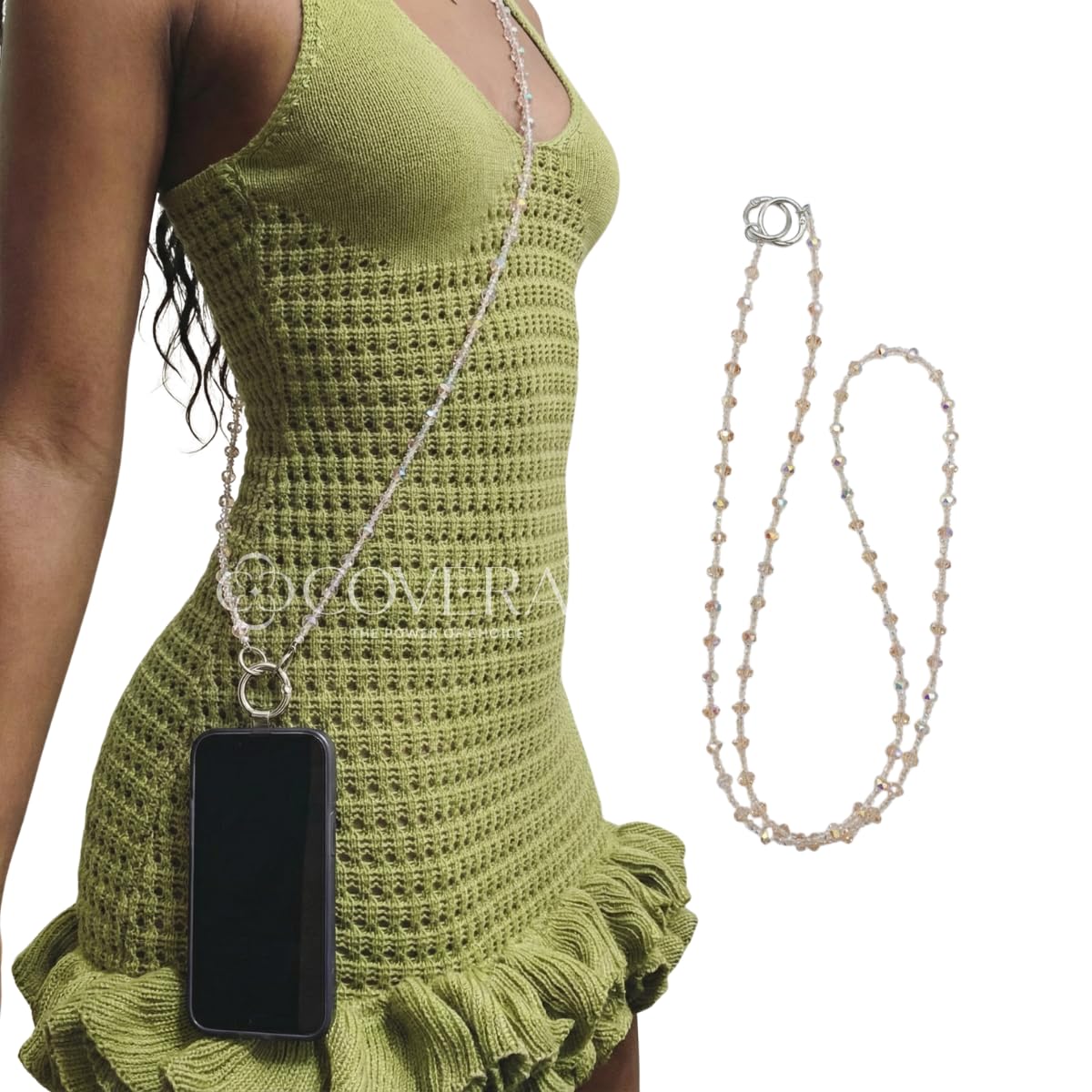 Pink Crystal Crossbody Phone Chain Sling for Women & Girls | Crossbody Phone Chain - Neck Chain Holder | Stylish Hands-Free Mobile Holder Strap | Beaded Crystal Phone Lanyard with Secure Clasp-image-45