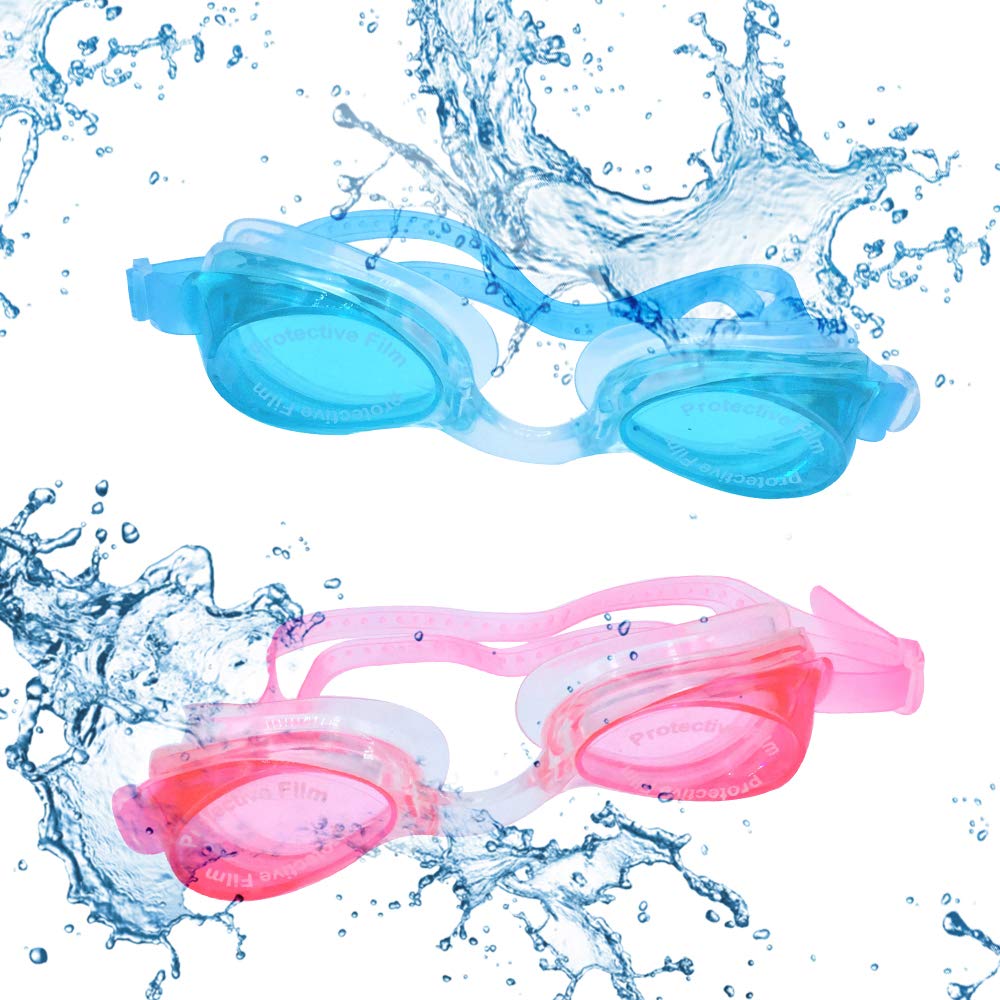 N.U.W.ASwim Goggles, 2 Pack Swimming Goggles for Adult Men Women Youth Kids Child, No Leaking Anti Fog UV 400 Protection Waterproof 180 Degree Clear Vision Triathlon Pool Goggles