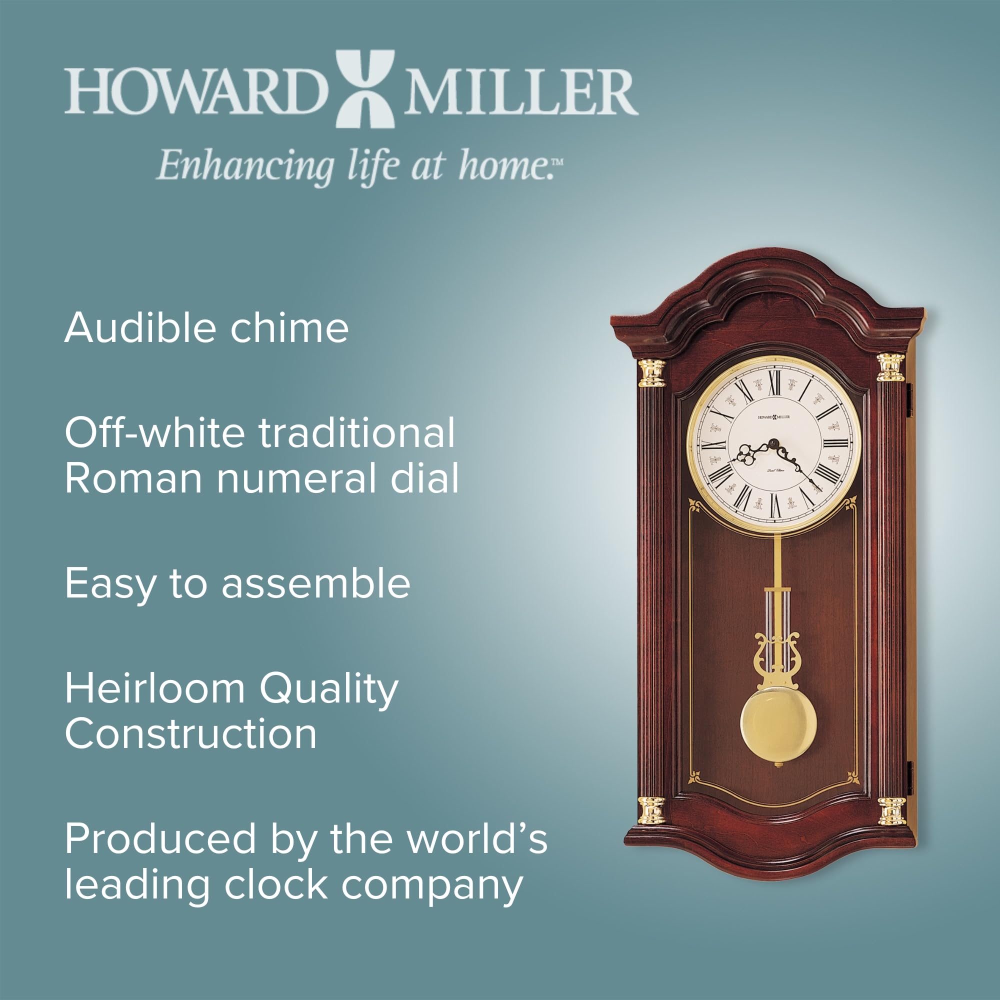 Howard Miller Lambourn I Wall Clock 620-220 – Windsor Cherry with