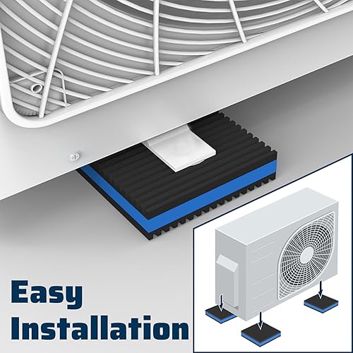 Miniatura 6 de Paquete de 4 almohadillas de goma antivibración de 4 x 4 x 78 pulgadas, almohadillas de aislamiento de vibración EVA resistentes para compresos,