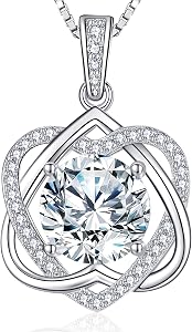 InfinityLove Heart Pendant Necklaces for Women, 2-5 Carat Moissanite Heart Necklace, Anniversary Birthday Christmas Valentine Engagements Mothers Day Jewelry for Wife Her Girlfriend Mom Daughter