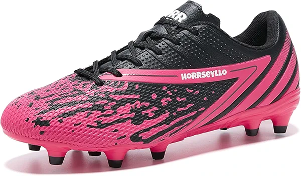 HORRSEYLLO Soccer Cleats for Men and Women Professional Football Training Shoes Outdoor Durable Firm Ground Lightweight Adult Rugby Boots