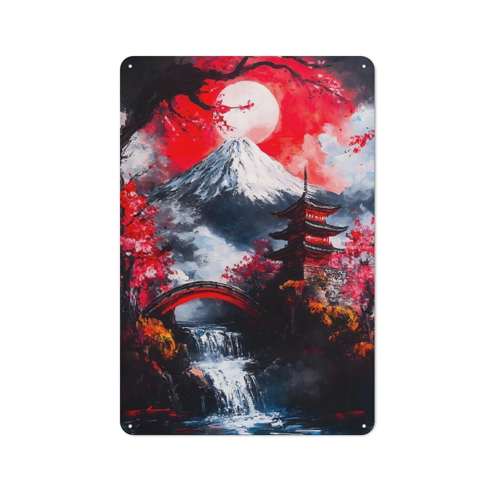 Classic Mount Fuji Landscape Tin Sign 30x20cm, Classic Pub Decor for Cafe, Pub, Workshop Or Home Bar, Small Accent for Blank Walls