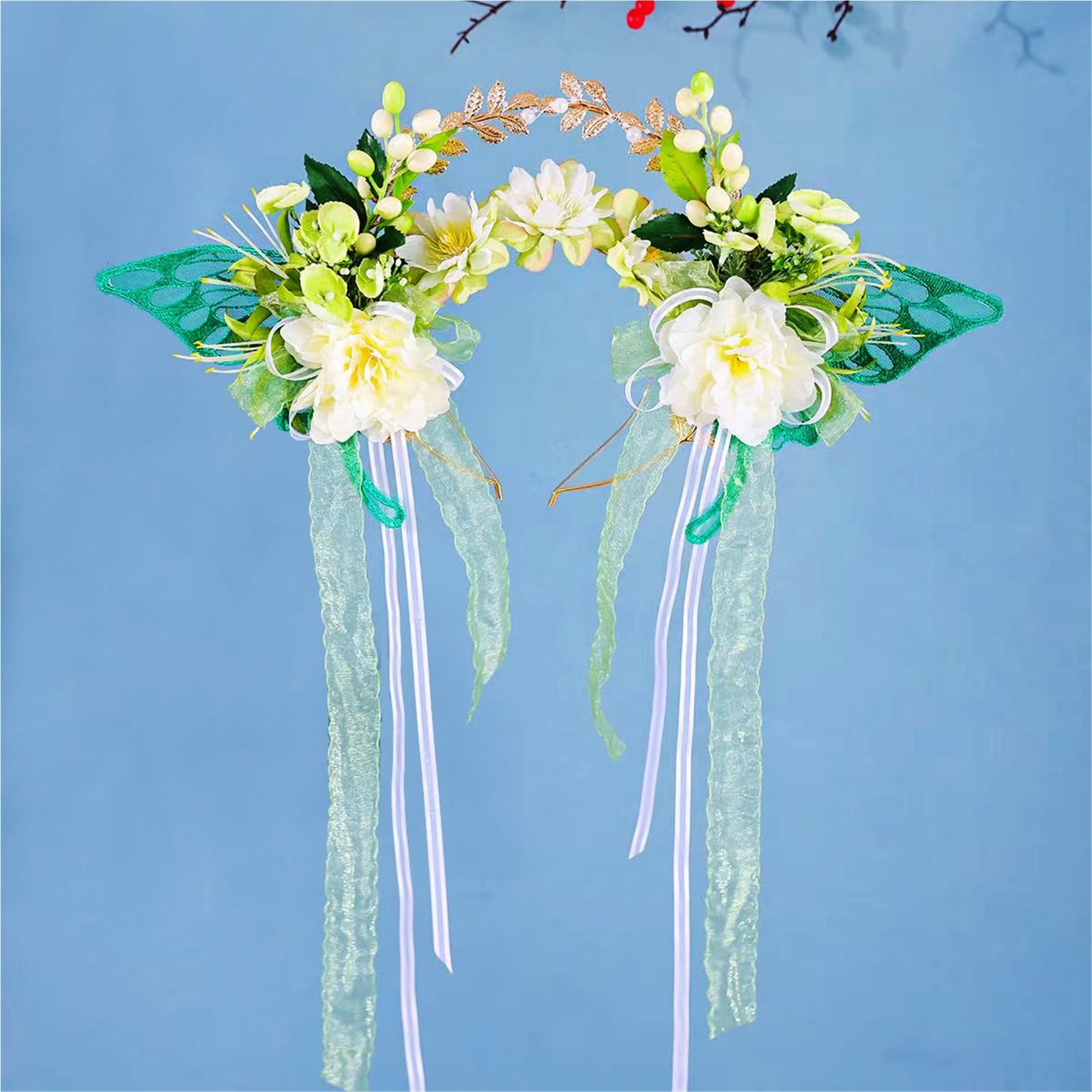 Blumenkranz Haare Simulation Blumenkranz Frauen Schmetterling Blumen Kopf Hoop Braut Künstliche Anti-Rutsch-Hochzeit Girlande Zubehör(Color4)