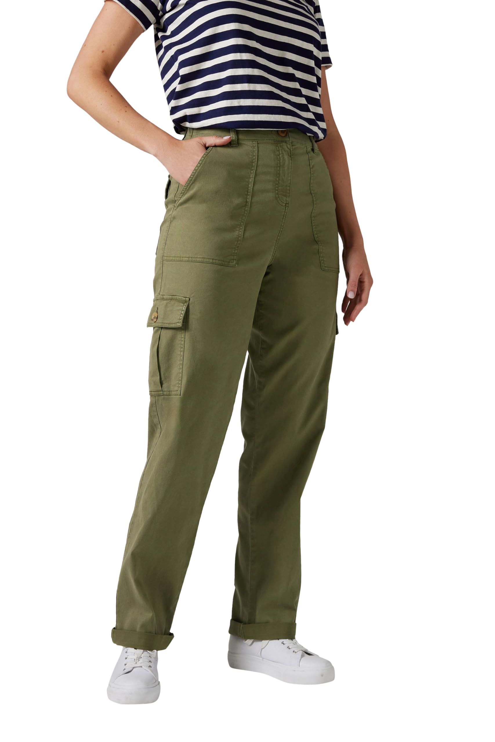 Long Tall Sally - LTS Made for Good Tall Green Cargo Chino Jeans - Women's