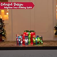 Vista 4 de JOIEDOMI Juego de 3 cajas de regalo iluminadas de Navidad, decoraciones del día de San Valentín, cajas de regalo preiluminadas con estrellas