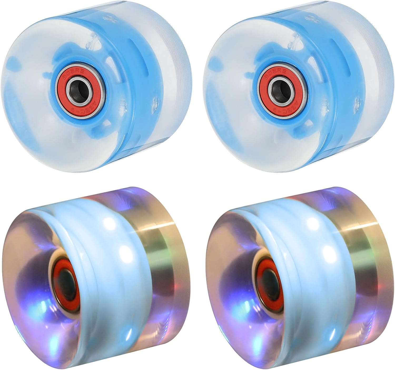 PATIKIL Light Up Skateboard Wheels 78a Roller Skate Wheels with Bearings for Outdoor Indoor Cruiser Street Double Row Skating Replacement
