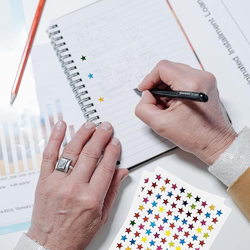 Miniatura 3 de Calcomanías de estrella multicolor de 0.3 pulgadas de diámetro, 1080 piezas, 10 hojas, calcomanías de recompensa para niños, ideales para gráficos