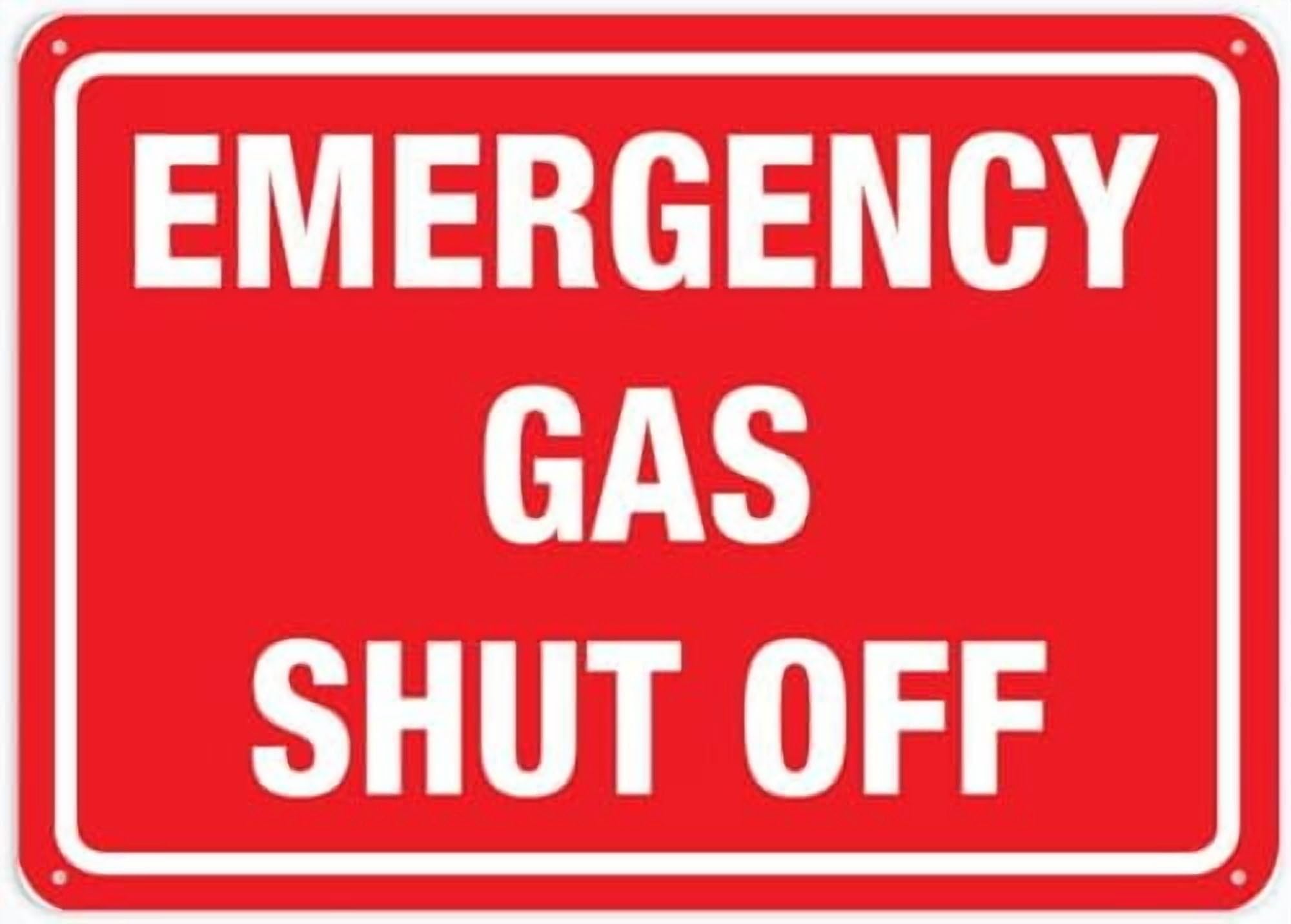 (2-Pack) Metal Tin Sign Emergency Gas Shut Off Signs 12X8 Inch Rust Free,Uv Ink Printing,Durable Outdoor For Home
