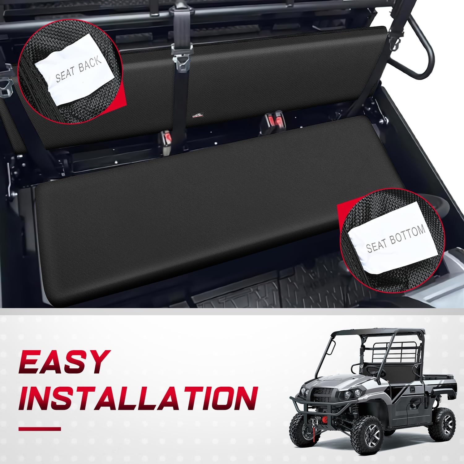 Frokom UTV Front Bench Seat Cover Fit for Kawasaki Mule PRO-FXT DXT FX DX 2015 2016 2017 2018 2019 2020 2021 2022 2023,1680D Oxford Fabric Black Front Bench Seat Cover Replace OEM KAF080-039
