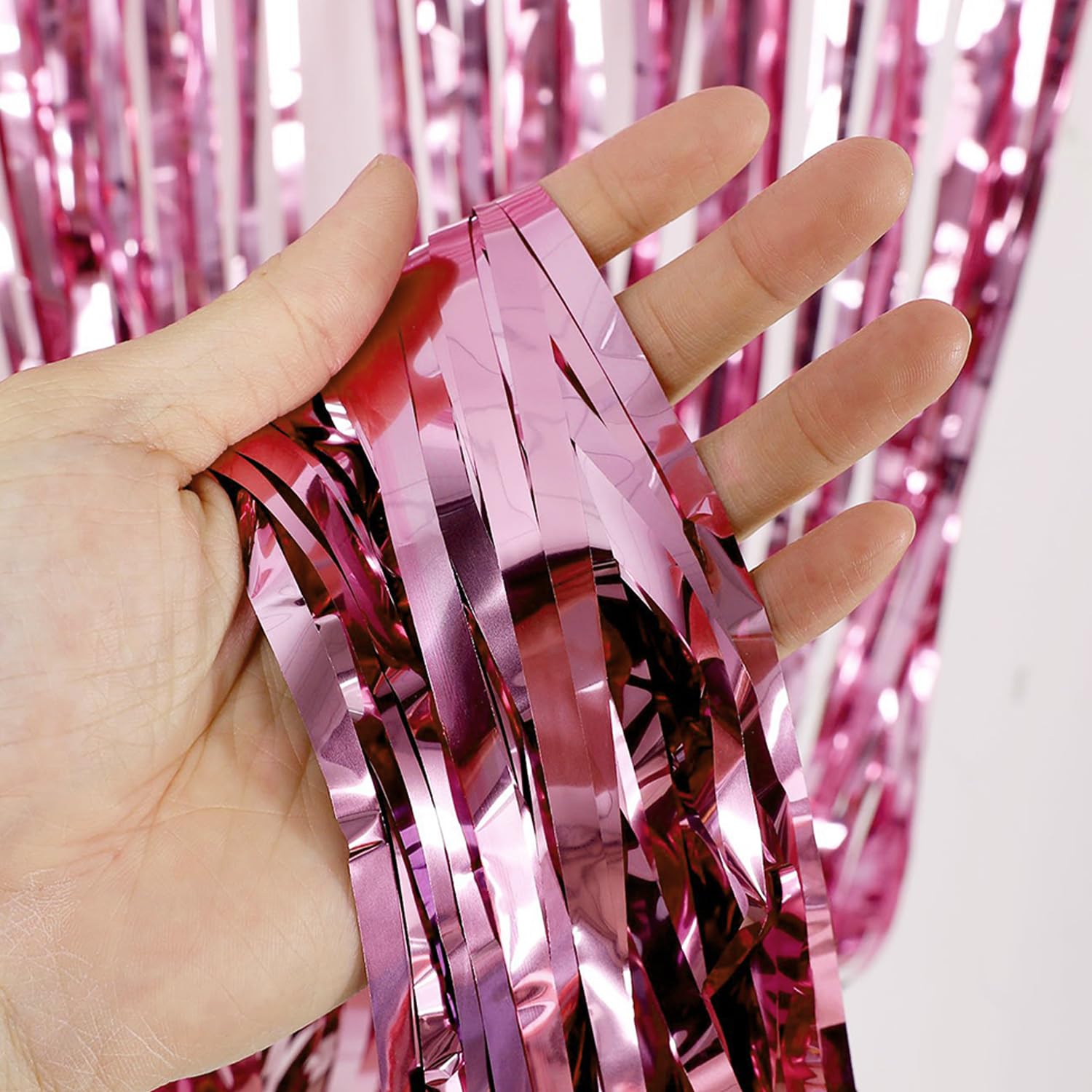 3 Pezzi 1m x 2.5m Tende con Frange in Lamina Rosa, Frangia Tende Festa Sfondo, Tende Metalliche Tinsel, per Feste di Compleanno, Baby Shower, Matrimoni, Decorazioni Natalizie (Rosa)