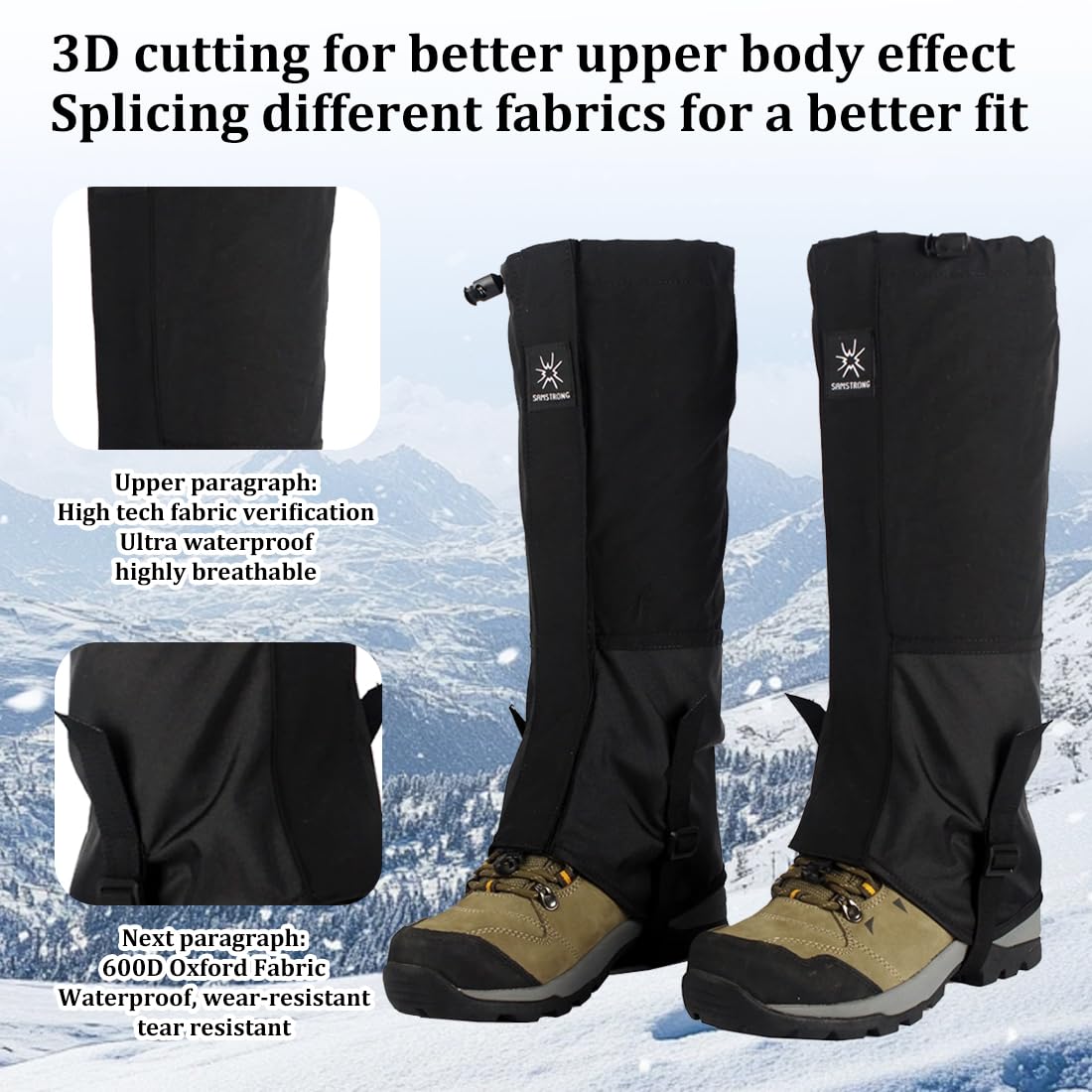 Ghette Impermeabili, Traspirante Trekking Ghette da Alpinismo, Legging Gaiters Outdoor Unisex Waterproof Breathable per Le Gambe, per Escursioni all'aperto Sci Arrampicata