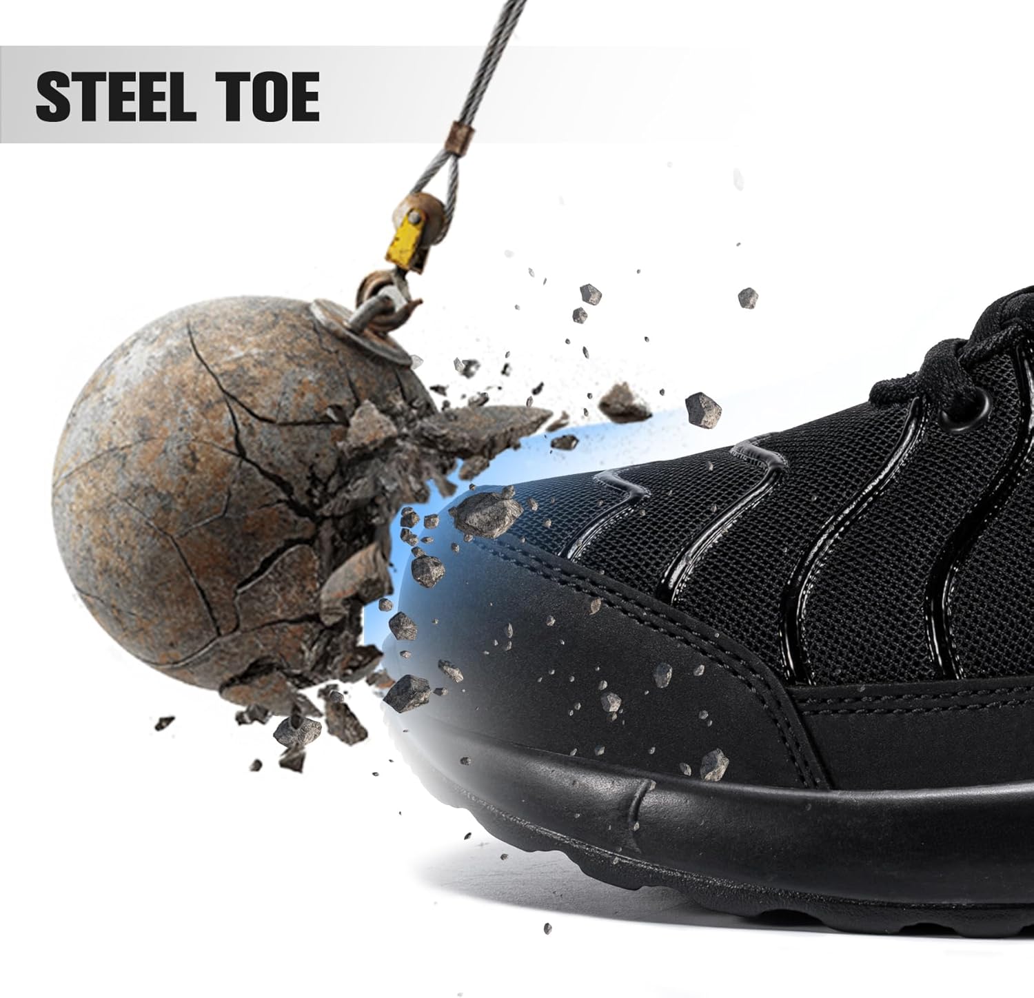 DYKHMILY Steel Toe Sneakers for Men Wide Work Shoes Puncture Proof Lightweight Safety Sneakers Slip Resistant Steel Toe Tennis Shoes - Image 3