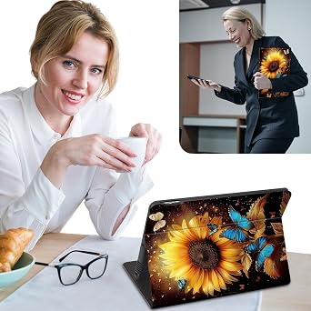 Slim Case for Kindle Scribe (10.2 inch,2022 Release) PU Leather Lightweight Multi-Viewing Adjustable Stand Smart Shell Cover with Auto Wake/Sleep for Kindle Scribe e-Reader,Sunflower