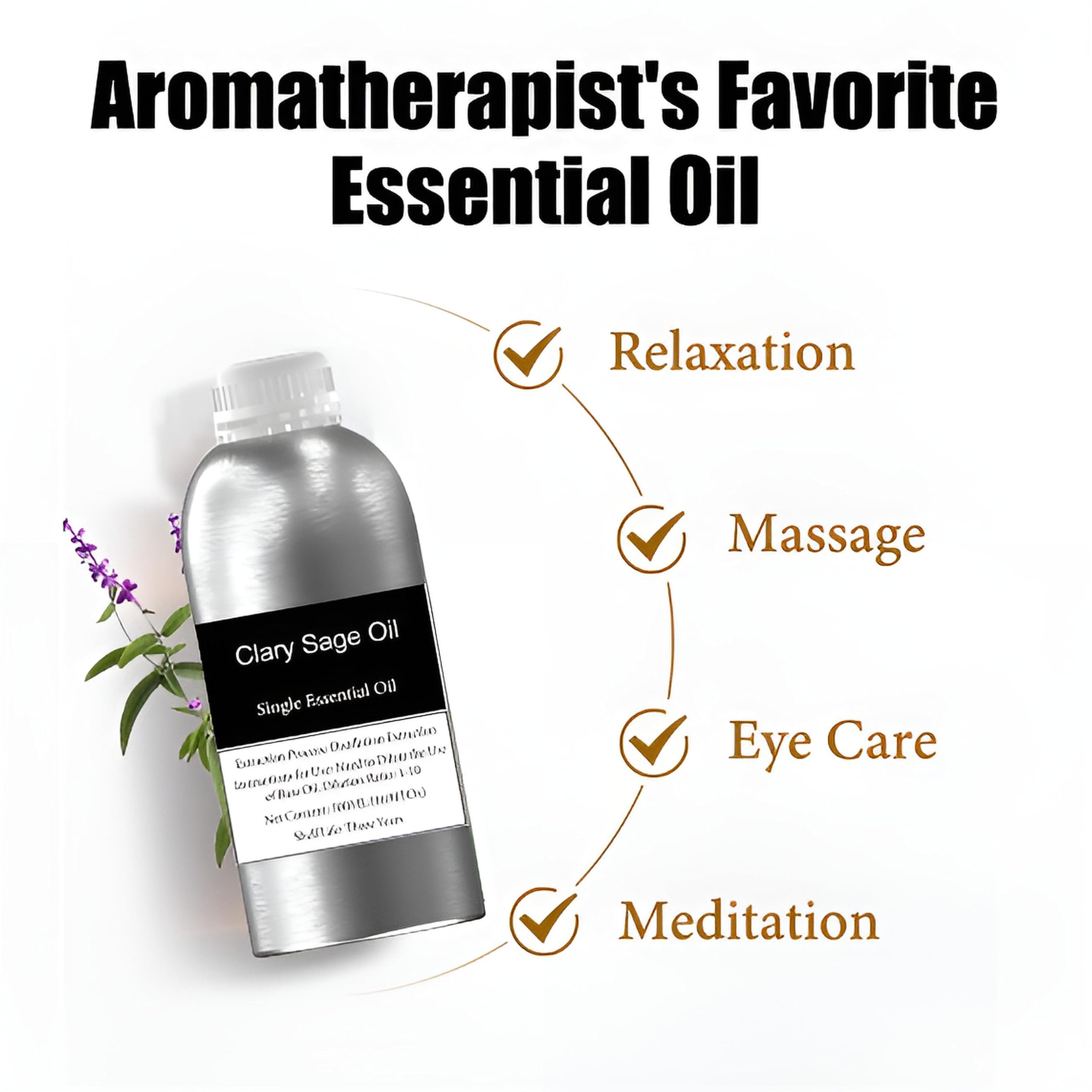 100 % reines Muskatellersalbeiöl zur Haut- und Haarpflege, zur Herstellung von Kerzen und Seife, ätherisches Bio-Salbeiöl in therapeutischer Qualität, natürliches Salbeiöl zur Entspannung(500ml)