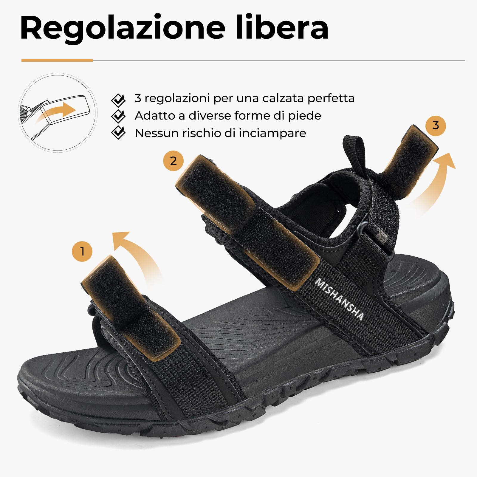 Mishansha Sandali Uomo Punta Aperta Estivi 39-46 EU | Scarpe Sportivi, Trekking, Antiscivolo, Spiaggia, Outdoor