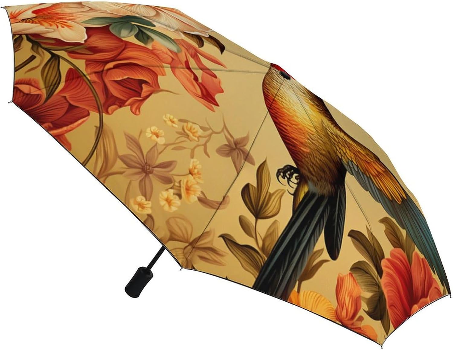 Umbrella LOVE Spring Flowers Whimsical UV Sun Umbrella Summer Watercolor Floral Pink Purple Flower Girly Windproof Automatic Travel Umbrella Auto Open And Close for Men And Women