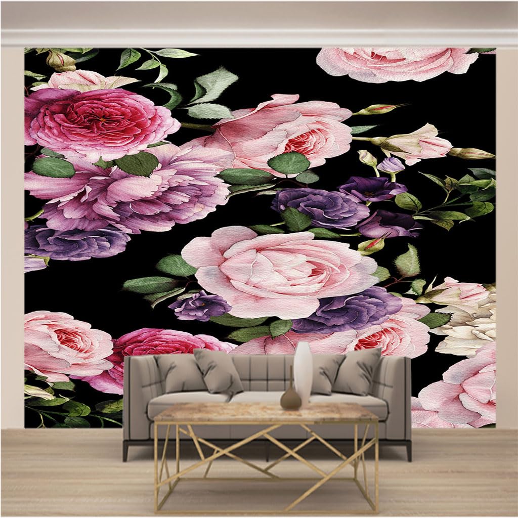 Papier Peint Panoramique 3D Cache-Misère Intissé Fleur pour Grand Mur Abîmé