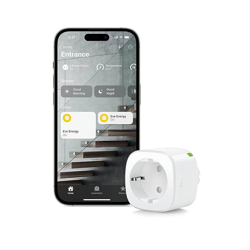Immagine del prodotto Eve Energy (Matter) - Presa intelligente, app e controllo vocale, pronta per il futuro grazie a Matter tramite Thread, funziona con Apple Home, Alexa, Google Home, SmartThings