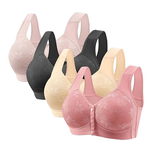 Lot de 4 Brassiere Femme sans Armature Soutien Gorge Fermeture