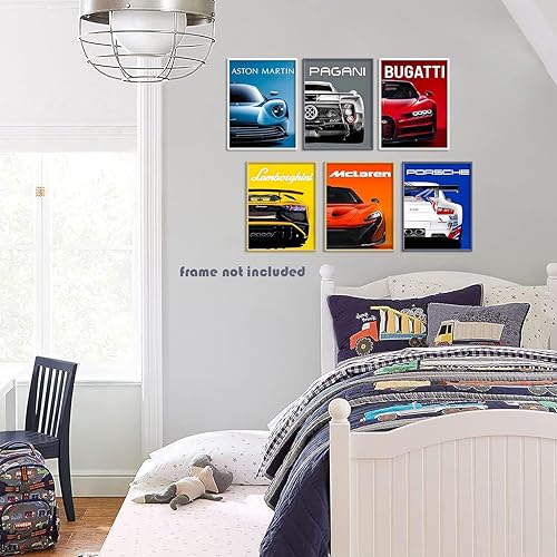 Miniatura 9 de CSLGQGV Póster de auto vintage de carreras, arte de pared de superdeportivo, impresiones en lienzo para hombres, habitación, habitación, estética,