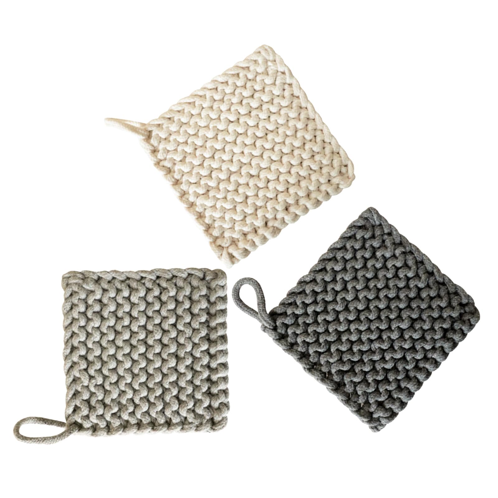 Set 3 Pezzi Presine la Cucina in Cotone Fatto a Mano, Quadrate e Resistenti al Calore, per Eventi di Ristorazione e Uso Quotidiano in Cucina