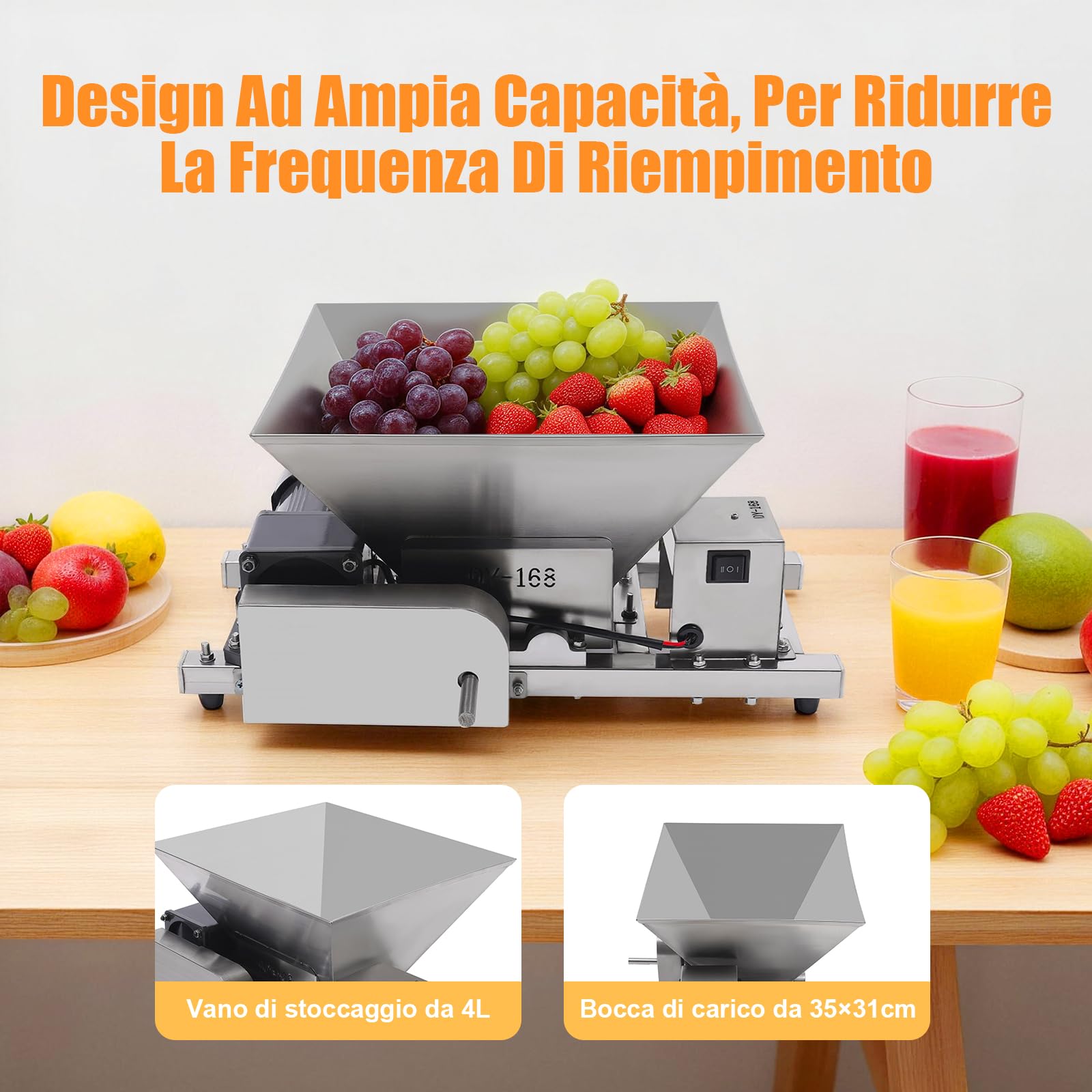 Frantoio elettrico da 4 l, 60 W, 75 rpm, per frutta commerciale, pane di canna e zucchero di canna