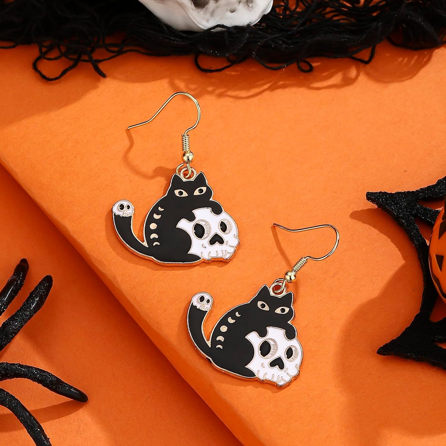 Dr's Gift Halloween Cat Earrings Black Cat Skull Jewelry for Women Gifts Gothic Zinc Costume Accessories - Image 3
