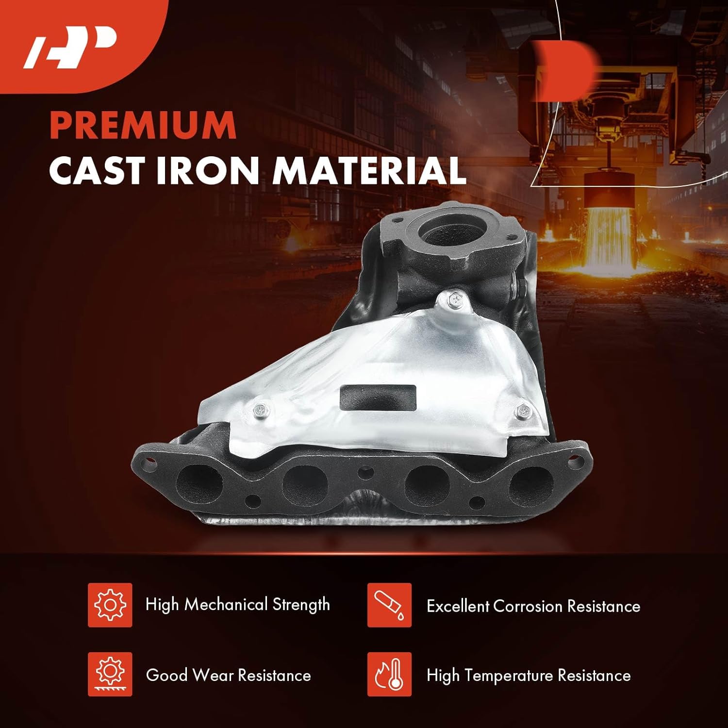 A-Premium Engine Exhaust Manifold Kit W/Gasket & Studs & Nuts [1.6L 1.8L] Compatible with Toyota, Chevrolet & Geo - Corolla 1988-1997, Celica 1990-1993 1996-1997, Nova 1988, Prizm 1989-1997