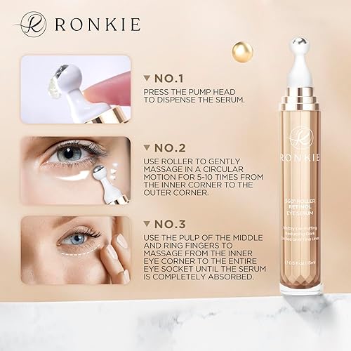 Miniatura 7 de Crema de ojos para ojeras e hinchazón 1% de retinol crema de ojos con rodillo de 360 - Suero de ojos Uner hidrata el área de los ojos - Reduce las