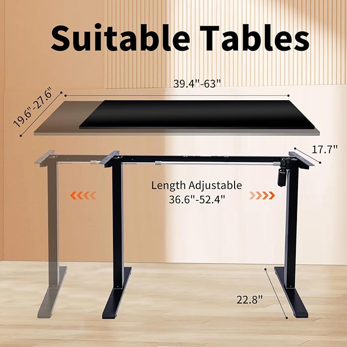 Base de Escritorio de Pie Eléctrica, Ajuste de Altura con Memoria, Hasta 47.2" miniatura 2