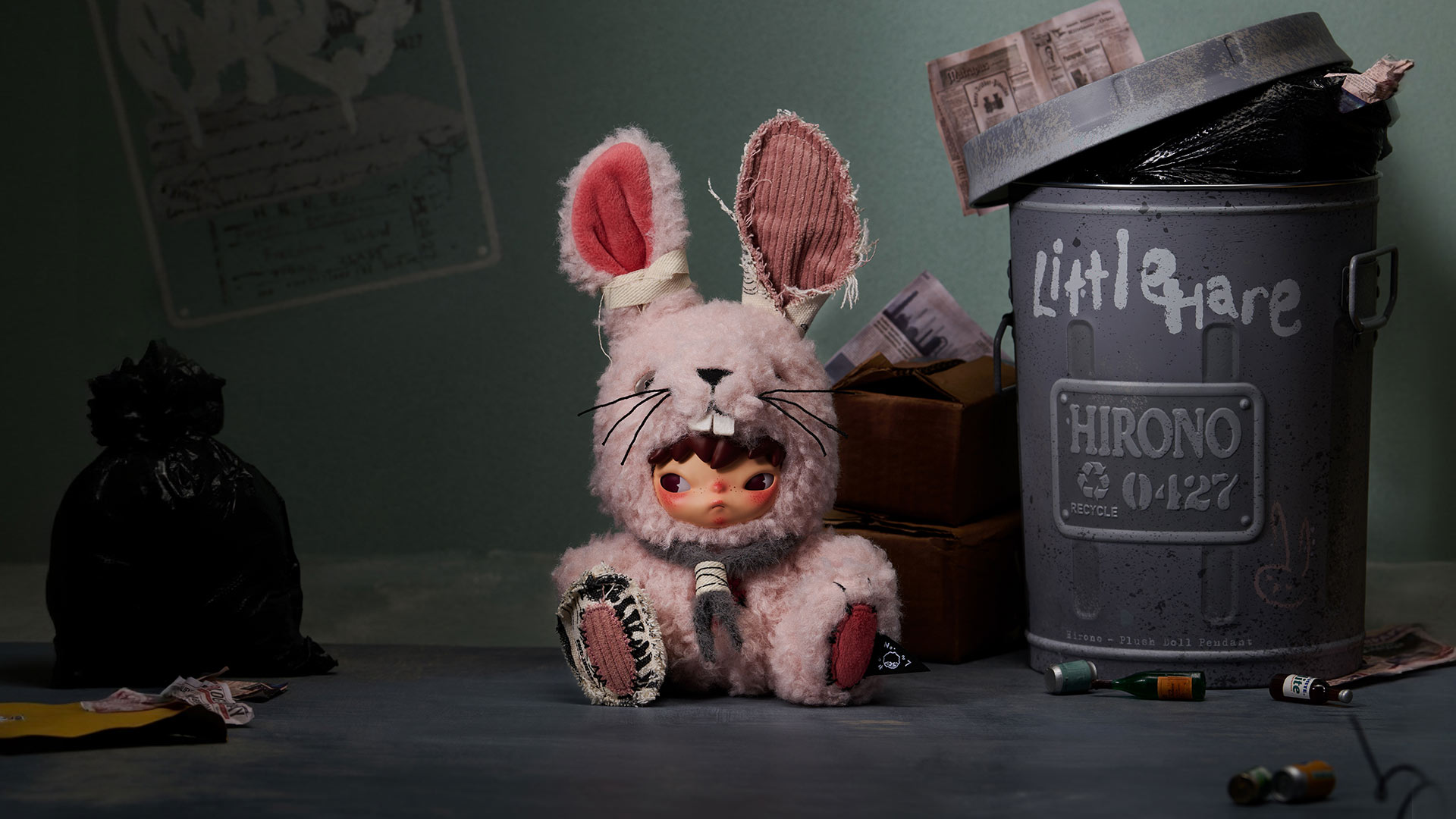 Amazon.com: POP MART Hirono Little Hare Plush Doll Pendant, Hirono