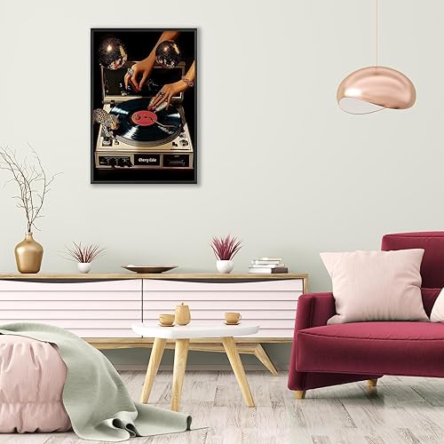 Miniatura 7 de Pósteres de lienzo de vinilo de música retro, tocadiscos de música de los años 70, arte de pared de disco con estampado estético de leopardo,