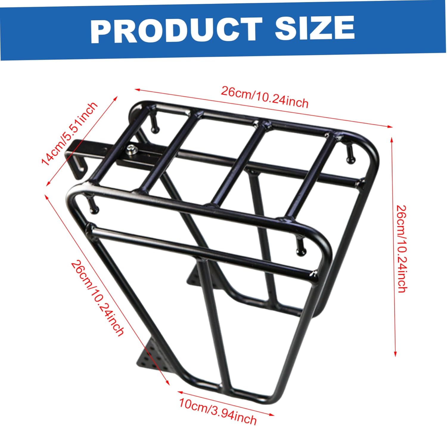 IKE Front Rack, Front Bike Rack Aluminium Alloy, Multipurpose Bike, Cargo, Luggage Touring Carrier Racks