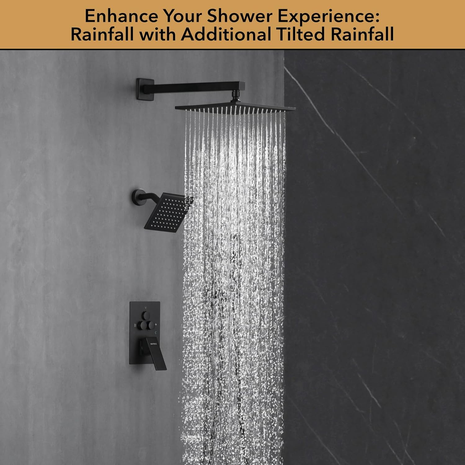 VANFOXLE Shower Faucet Set Matte Black Shower System,Push Button Diverter Shower Faucet with 2 in 1 Handheld, Wall Mount Increased Thickness 10 Inch Shower Head with 6 Inch Shower Head - Image 7