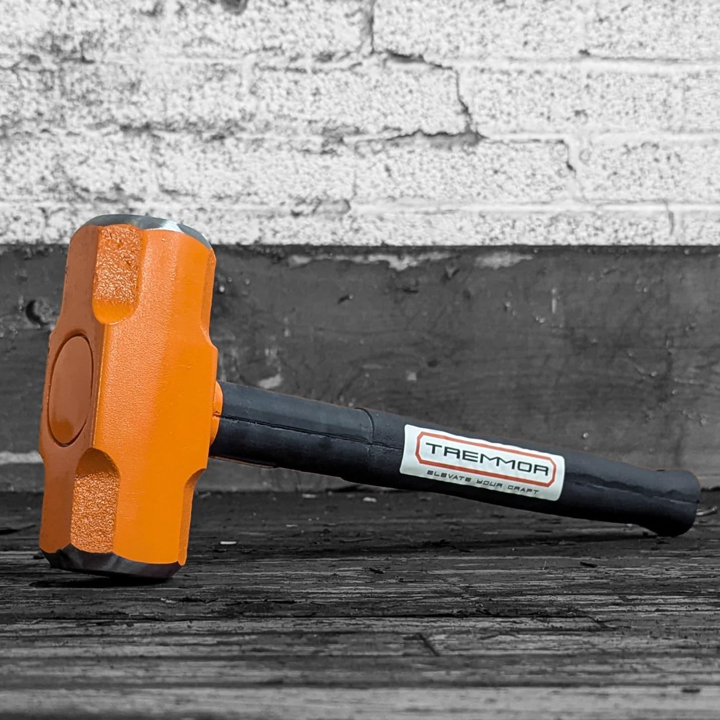 TREMMOR 8 lb Sledge Hammer | Heavy Duty Sledgehammer with Iron Core Steel Reinforced Rubber Handle Mini Sledge hammer with Locked Head | Ultimate Overstrike Protection Sledgehammers (16 in. Length)